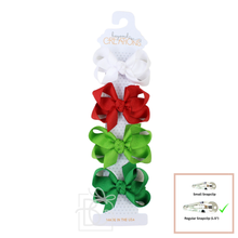 Load image into Gallery viewer, 4 Pack - 3" Small Grosgrain Bows on Snap Clip