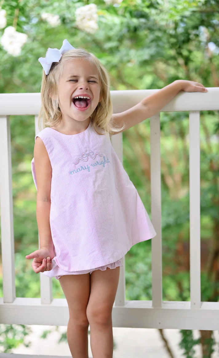 Claire & Charlie Baby / Toddler Girls Pink Floral & Seersucker Bloomers Set main image 1
