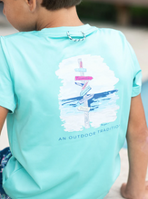 Load image into Gallery viewer, Pool Blue Pro Performance Fishing Tee With Beach Sign