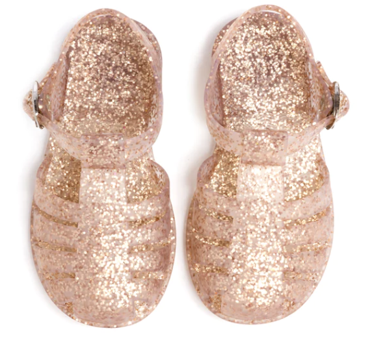 New Rose Gold Glitter Jelly Sandals