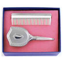 Load image into Gallery viewer, Pewter Two Piece Girl&#39;s Comb And Brush Set
