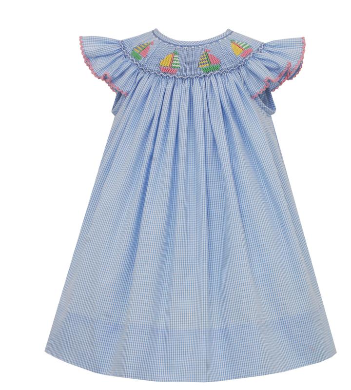 Petit Bebe- MADISON - Blue poplin angel wing bishop main image 1