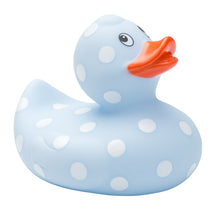 Load image into Gallery viewer, Blue Polka Dot Rubber Duckie
