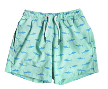 Load image into Gallery viewer, Green Shark Kids Swim Shorts
