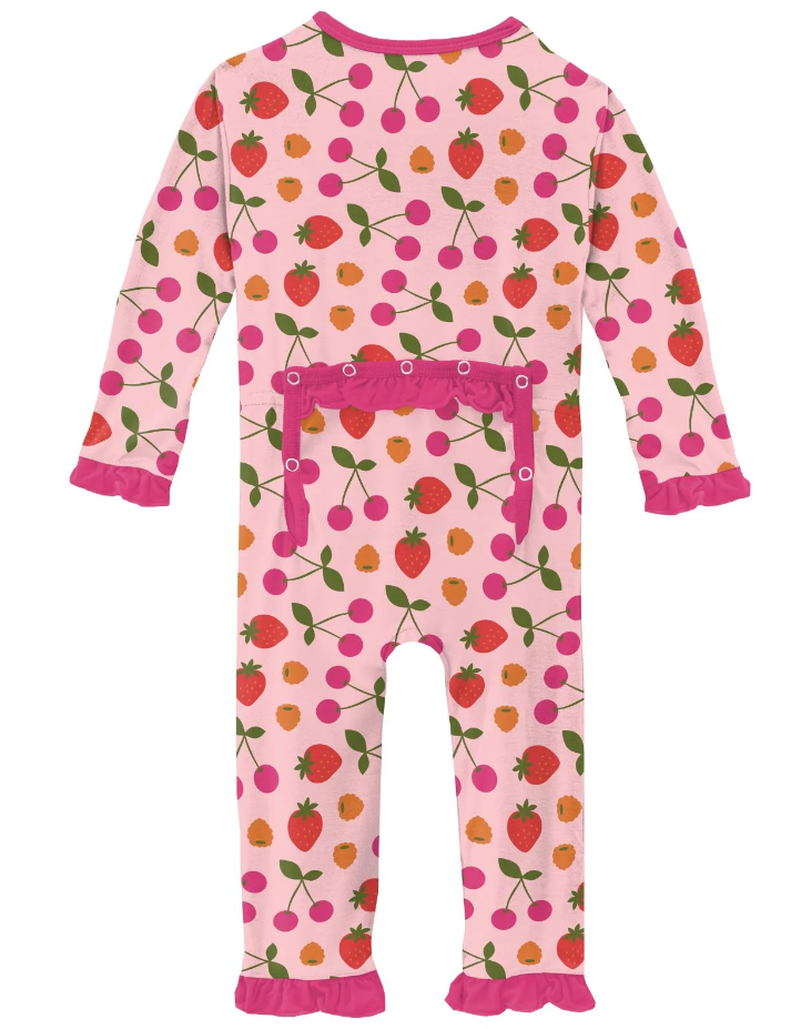 Girl's Print Muffin Ruffle Coverall with Zipper - Fresh Air Peaches main image 1