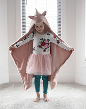 Load image into Gallery viewer, Uliana Plush Pink Unicorn Hooded Blanket