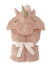 Load image into Gallery viewer, Uliana Plush Pink Unicorn Hooded Blanket