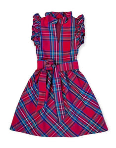 Tybee Tartan Plaid Kaki Ruffle Dress