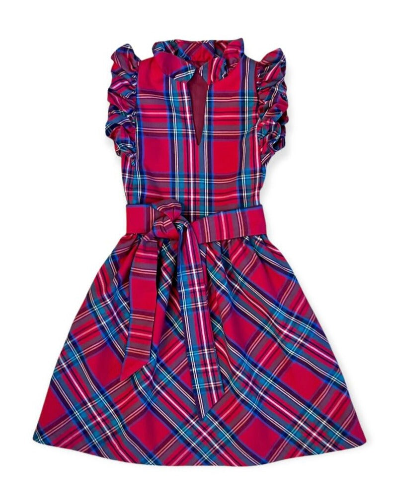 Tybee Tartan Plaid Kaki Ruffle Dress