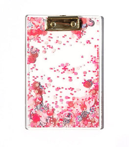 Pink Party Confetti Clear Mini Clipboard