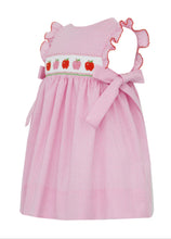 Load image into Gallery viewer, Pink And Red Apples Pink Gingham Sleeveless Dress With Side Bows
