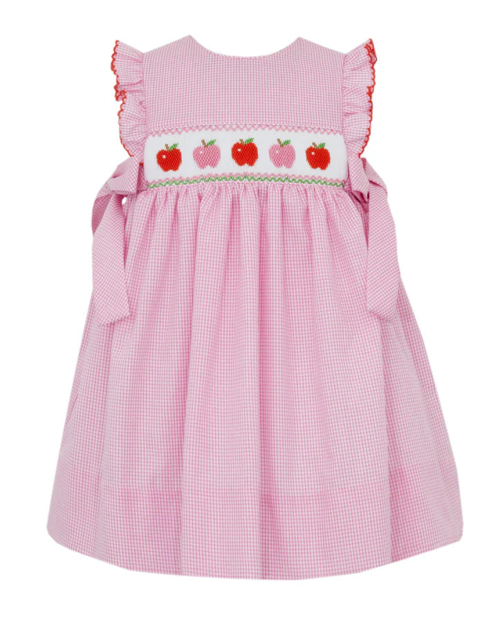 Pink And Red Apples Pink Gingham Sleeveless Dress With Side Bows