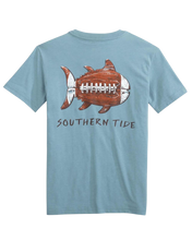 Load image into Gallery viewer, Heather Blue Shadow Short Sleeve Sketched Football Tee
