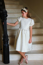 Load image into Gallery viewer, Ivory And Gold Sparkle Puff Sleeve Dress
