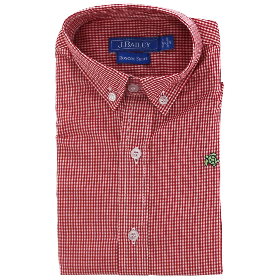 Red Microcheck Button Down Shirt