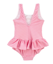 Load image into Gallery viewer, Seersucker Skirted Swimsuit With Undersea Applique
