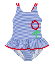 Load image into Gallery viewer, Seersucker Swimsuit With Tulips
