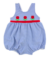 Load image into Gallery viewer, Seersucker Bubble Swimsuit With Tulips
