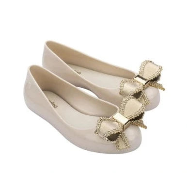 Beige With Gold Bow Sweet Love Kids