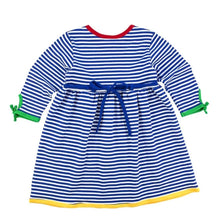 Load image into Gallery viewer, Royal Stripe Knit Dress With Flowers
