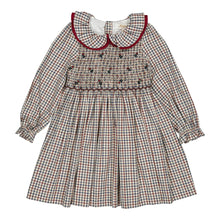 Load image into Gallery viewer, Josephine Smocked Dress - White, Navy And Burgandy Check
