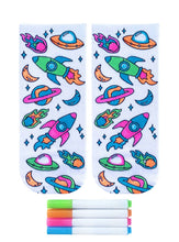 Load image into Gallery viewer, Ankle Socks - DIY Coloring Kit - Blast Off Outer Space
