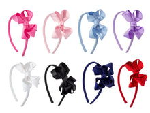 Load image into Gallery viewer, 1/4" Ribbon Covered Headband with 3.5" Medium Grosgrain Bow
