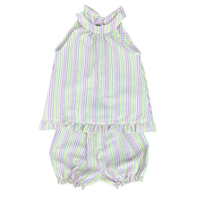 Load image into Gallery viewer, Tally Tie Bloomer/Banded Short Set - Pastel Stripe
