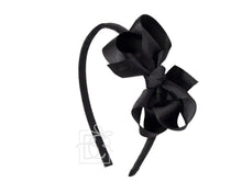 Load image into Gallery viewer, 1/4" Ribbon Covered Headband with 3.5" Medium Grosgrain Bow
