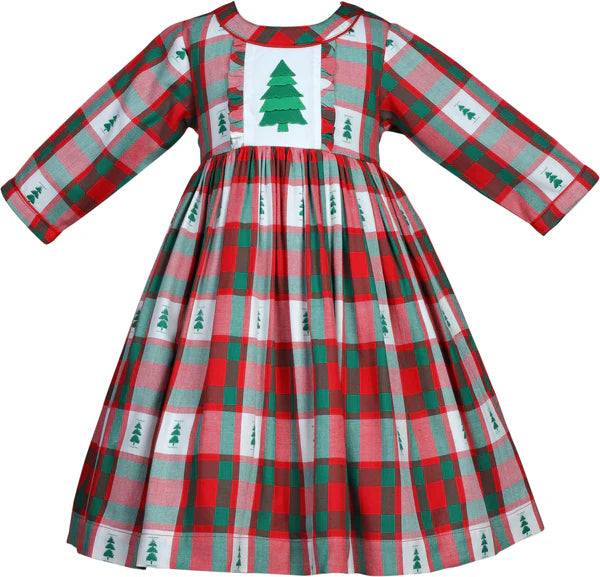 Pine Tree Plaid Collared Dress