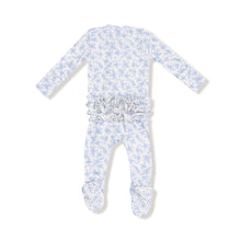 Load image into Gallery viewer, Romi Floral Two Way Ruffle Back Zipper Footie
