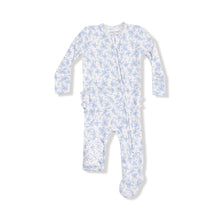 Load image into Gallery viewer, Romi Floral Two Way Ruffle Back Zipper Footie
