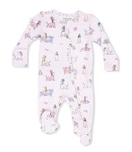Load image into Gallery viewer, Fancy Hounds With Bows Two Way Ruffle Back Zipper Footie
