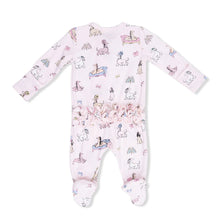 Load image into Gallery viewer, Fancy Hounds With Bows Two Way Ruffle Back Zipper Footie
