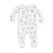 Load image into Gallery viewer, Country Club Dogs Pink Two Way Ruffle Back Zipper Footie
