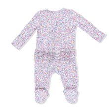 Load image into Gallery viewer, Elizabeth's Garden Two Way Ruffle Back Zipper Footie
