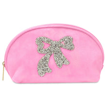 Load image into Gallery viewer, Glitter Bow Oval Cosmetic Bag
