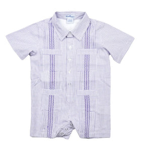 Purple Short Sleeve Guayabera Romper