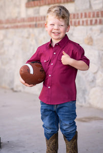 Maroon Pearl Snap Gameday Short Sleeve Shirt