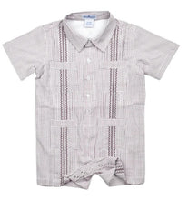 Load image into Gallery viewer, Maroon Short Sleeve Guayabera Romper
