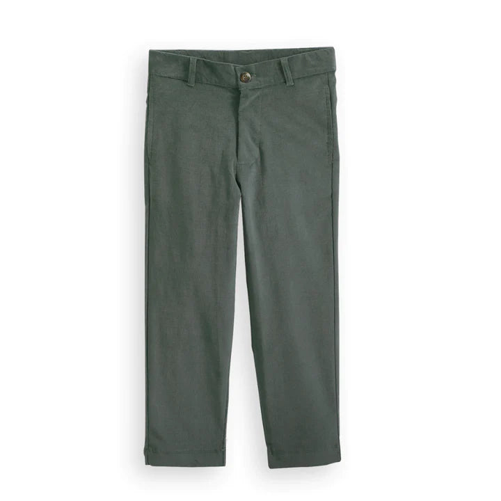 Leaf Green Twill Boys Slim Pant