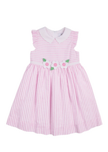 Load image into Gallery viewer, Linen Look Stripe Dress With Flowers
