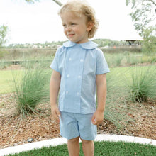 Load image into Gallery viewer, Blue Microcheck Dressy Short Set
