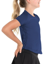 Load image into Gallery viewer, Dynamic High-Low Short Sleeve Shirt - Navy
