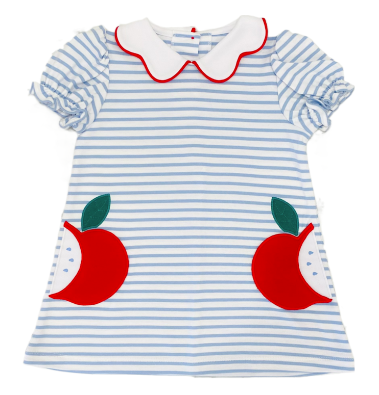 Blue And White Stripe Knit Louisa Apple Dress Belles & Beaux Blue And White Stripe Knit Louisa Apple Dress Belles & Beaux