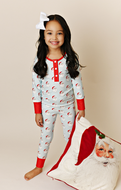 Santa Butterknit Blue Pajama Set