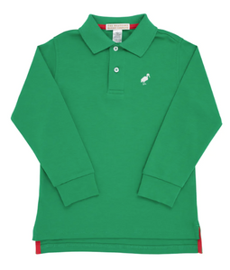 Prim & Proper Long Sleeve Polo - Kiawah Green/Worth Avenue White