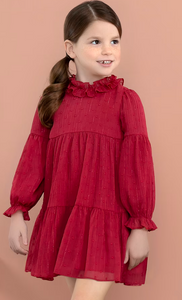 Plumeti Chiffon Dress - Red