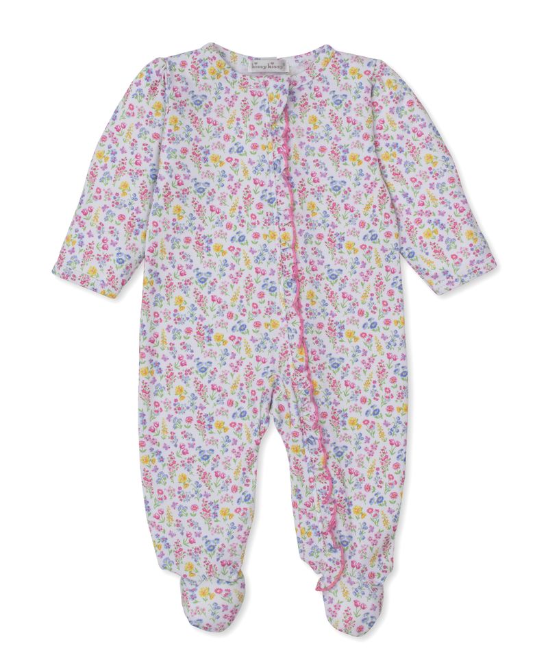 Petite Blooms Print Footie With Zipper - Blue main image 1