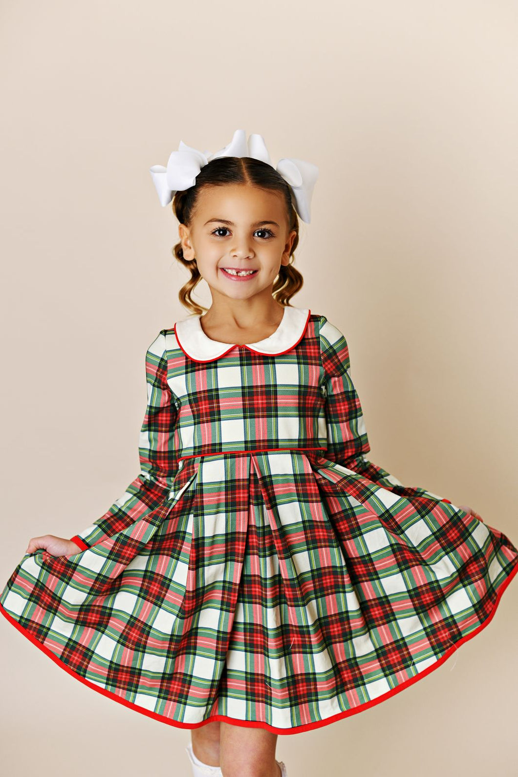 Plaid Proper Picot Pleat Dress